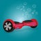 Hoverboard hover board vector wheel device technology vehicle rie illustration red blue background