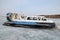 Hovercraft, vessel for for movement on the ice, on the dock in Large Goloustnoye Village