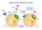 How does insulin work, illustrated vector diagram. Educational medical information.