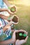 How does your garden grow. Closeup shot of unrecognizable kids holding budding plants.