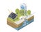How far social distancing  explain easysolar cell system water pump isometric 3d