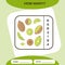 How Many. Count game. Education Counting Game for Preschool Children. Worksheet activity. Kiwi Fruit. Green background.