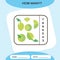 How Many. Count game. Education Counting Game for Preschool Children. Worksheet activity. Lime Fruit. Blue background.