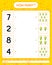 How many counting game with corn. worksheet for preschool kids, kids activity sheet, printable worksheet