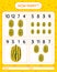 How many counting game with delicata squash. worksheet for preschool kids, kids activity sheet, printable worksheet