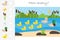 How many counting game, pond with ducks for kids, educational maths task for the development of logical thinking, preschool