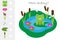 How many counting game, pond with frog for kids, educational maths task for the development of logical thinking, preschool