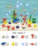 How many different underwater marine animals. Counting educational game with different sea animals for kids