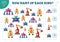 How many of each kind cartoon robot kids counting game vector illustration