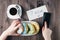 How much calories in sweet donuts, woman hold note with question