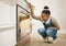 How much longer. a little girl watching her baked goods cook in the oven at home.