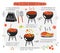 How to cook barbecue meat, vegetables guide, instructions, steps, infographic. Illustration with meat