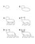 How to draw Cat step by step cartoon illustration with white background