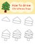 How to draw christmas tree cartoon. Easy drawing for learning, play, education, art