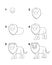 How to draw Lion step by step cartoon illustration with white background