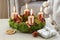 How to make advent table wreath, step by step