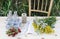 How to make autumn table decoration with bottles, lace and wild plants