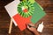 How to make christmas wreath from color paper with children. Step by step instructions. Handmade DIY new year holiday decoration p