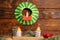 How to make christmas wreath from color paper with children. Step by step instructions. Handmade DIY new year holiday decoration p