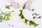 How to make Easter wreath with carnation, buxus and catkins