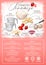 How to make a Strawberry tiramisu. Illustrated recipe poster, with instructions and hand drawn ingredients