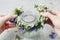 How to make wreath with heather twigs and hydrangea hortensia flowers