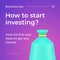 How to start investing educational online service quick tips landing page promo post vector