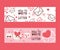 How to write love letter set of banners vector illustration. Envelopes with hards sending kisses. Face in love with