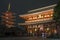 Hozomon (Treasure-House Gate), Asakusa Shrine, Senso-ji Temple at night (Taito, Tokyo, Japan)