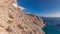 The Hozoviotissa Monastery standing on a rock over the Aegean sea in Amorgos island timelapse hyperlapse, Greece.