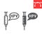 HPV vaccine line and glyph icon, vaccination and injection, syringe with speech bubble vector icon, vector graphics