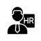 HR manager black glyph icon