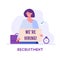 HR manager finding new employees with sign. Headhunting agency. Concept of recruitment service, employees hiring, search for job