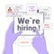 hr manager hand holding we are hiring join us web browser window vacancy open need a job recruitment concept