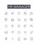 Hr manager line icons collection. Marketing director, Sales manager, Project manager, Business analyst, IT consultant