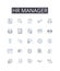 Hr manager line icons collection. Marketing director, Sales manager, Project manager, Business analyst, IT consultant