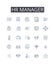 Hr manager line icons collection. Relax, Serenity, Calm, Tranquility, Ease, Peace, Mellow vector and linear illustration