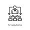 hr solutions icon. Trendy modern flat linear vector hr solutions