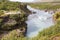 Hraunfossar Iceland, woman watching