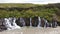Hraunfossar waterfall near Husafell in Iceland