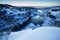 Hraunfossar waterfall in winter, Iceland.