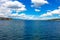 Hrbor district with blue sky and clouds in summer, Canton of Geneva, Switzerland