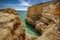 Hree Castles beach in Portimao, District Faro, Algarve, Southern Portugal. Landscape, region