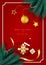 Hristmas banner. Background Xmas design  with realistic gifts box and Christmas ball, candy, red hat, red  Horizontal Christmas po