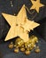 Ð¡hristmas decoration, transparent baubles with gold glitters