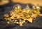 Ð¡hristmas decoration, transparent baubles with gold glitters