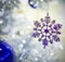 Ð¡hristmas silver tree with decorations snowflake