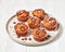 Ð¡hristmas sweet potato muffins on plate, top view