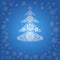 Ð¡hristmas tree from white snowflakes. Blue Christmas background