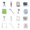 Hromakey, script and other equipment. Making movies set collection icons in cartoon,outline style vector symbol stock